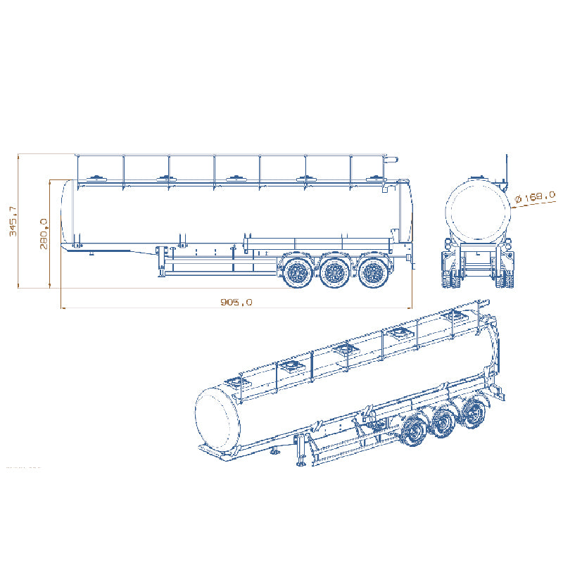 LESU 1/14 Radio Controlled Pre-assembled Semi Trailer Metal 40 Feet Container Oil Tank Gas Tanker for Tractor Truck Model