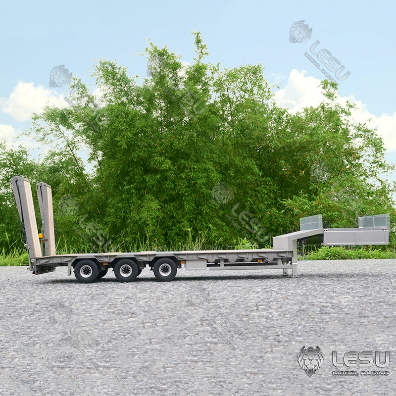 1/14 LESU Metal Trailer Model Kit W/Hydraulic Lifting Tail Board Reversing Valve ESC Motor For Remote Control Tractor Truck