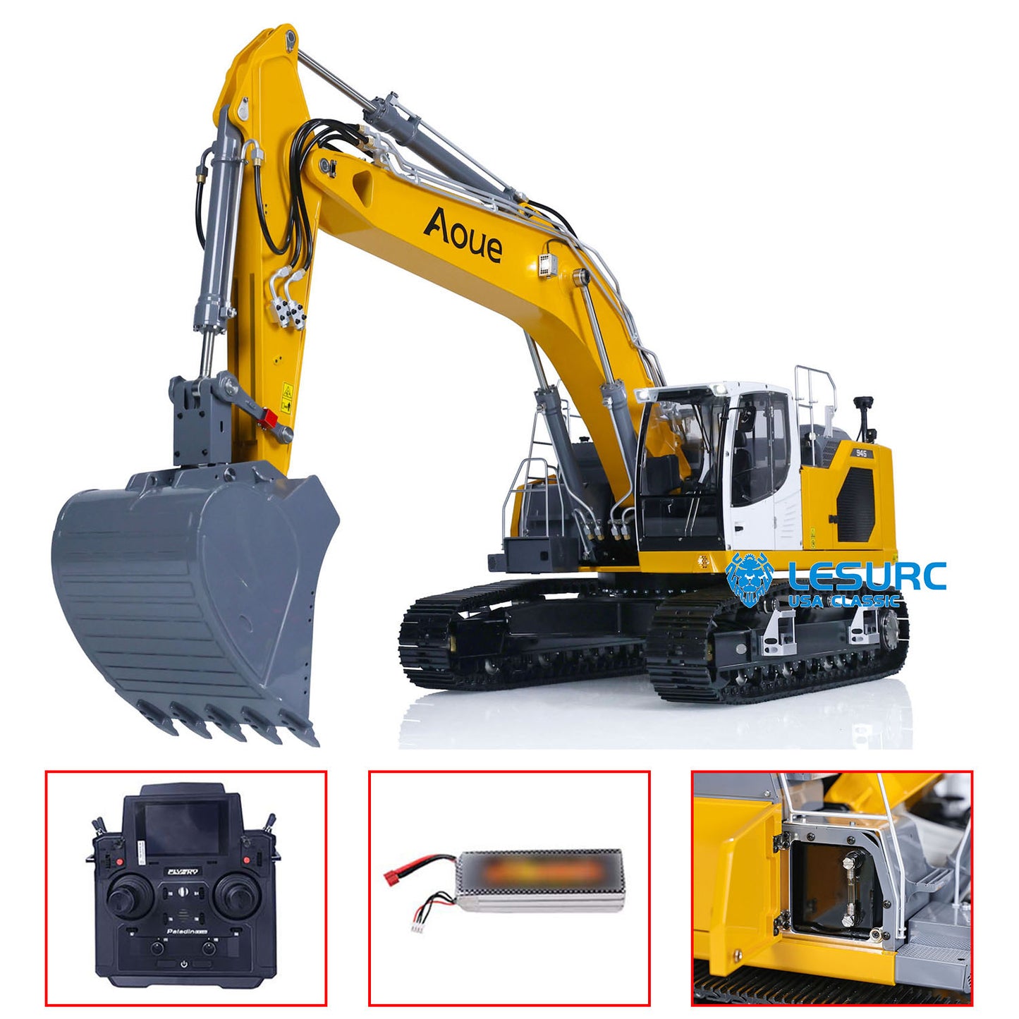 LESU Aoue-LR945 1/14 Hydraulic RC Excavator Assembled Metal Digger Engineering Vehicle Model 7-Ways Reversing Valve