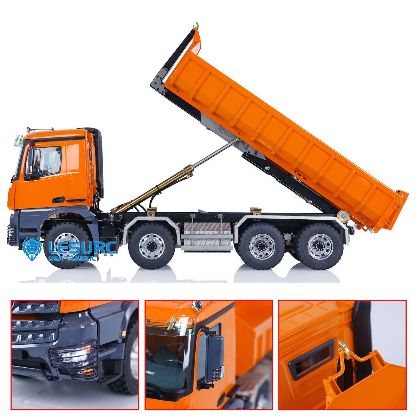 LESU 1/14 8*8 for Hydraulic RC Dumper Truck Roll On/Off Tipper Construction Vehicle Model W/ Sound Light System Motor Servo