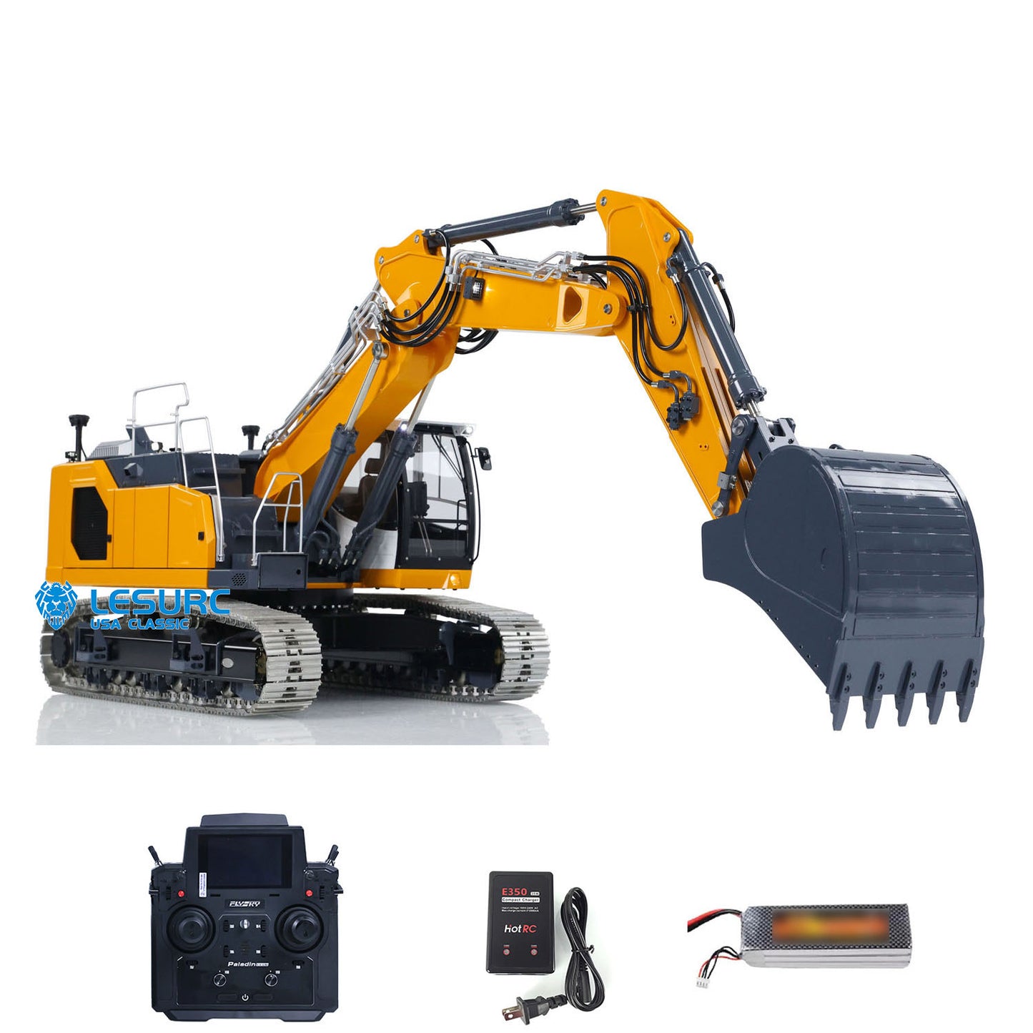LESU AOUE LR945 3-Arm 1/14 RC Hydraulic Excavator RTR Remote Control Tracked Digger Construction Vehicle Model PL18EV Lite Radio