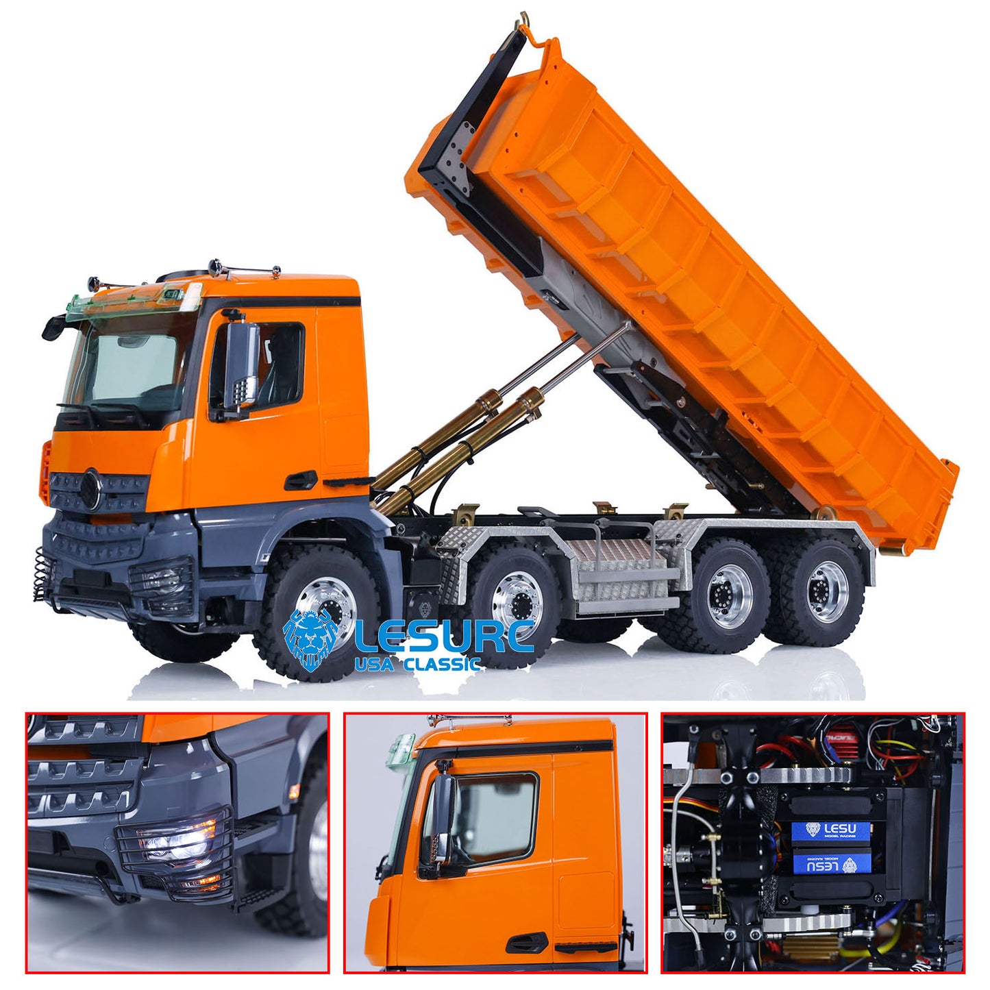 LESU 1/14 8*8 for Hydraulic RC Dumper Truck Roll On/Off Tipper Construction Vehicle Model W/ Sound Light System Motor Servo
