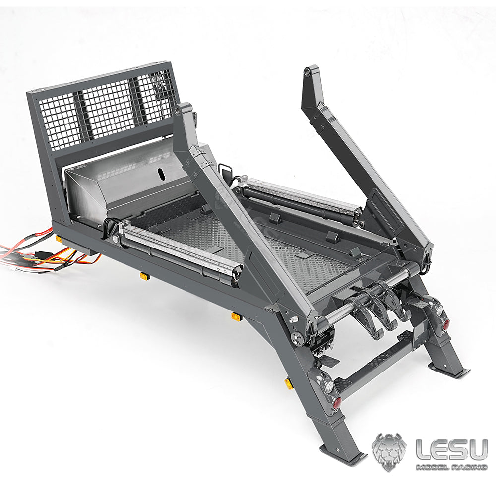 LESU 4X4 1/14 RC Hydraulic Swing Arm Garbage Truck Skip Loader TGS Paintied Car Simulation Vehicle Hobby Model 4CH Reversing Valve