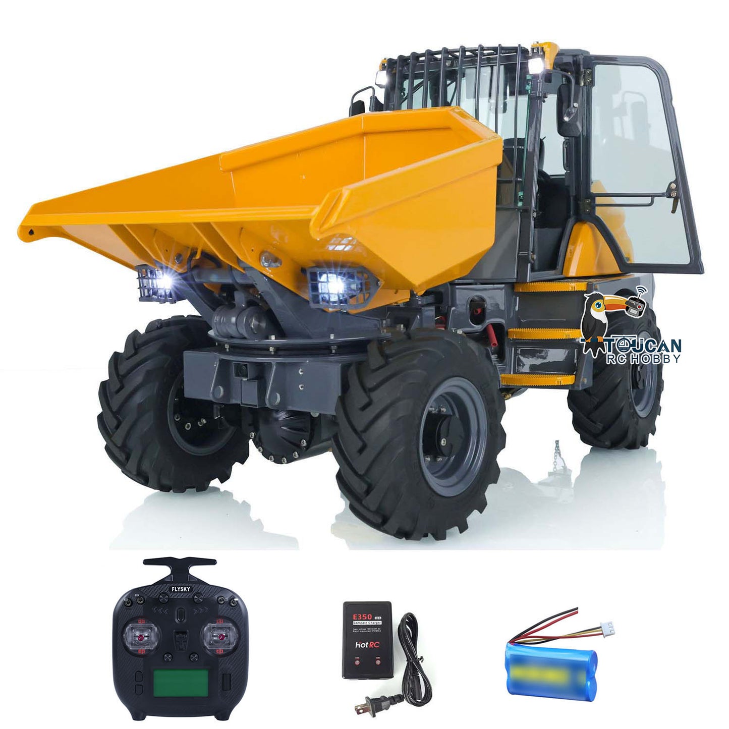 LESU 1/14 Scale Metal Remote Controlled Hydraulic Articulated Dumper AOUE 6MDX Ready To Run 4X4 Tipper Truck W/ Sound Light System