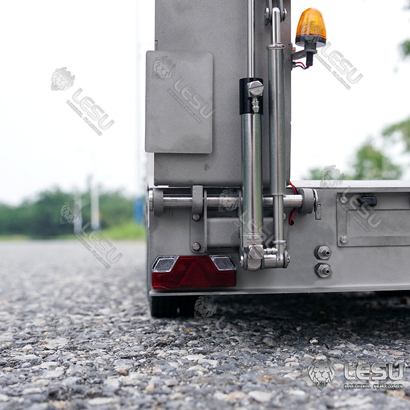 1/14 LESU Metal Trailer Model Kit W/Hydraulic Lifting Tail Board Reversing Valve ESC Motor For Remote Control Tractor Truck