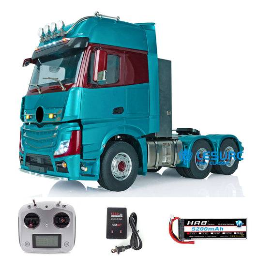 LESU 1/14 RC RTR Highline Tractor Truck Model 1851 3363 6*6 Metal Chassis W/ Sound & Light Systems Electric Wiper Battery ESC 3Speed Gearbox