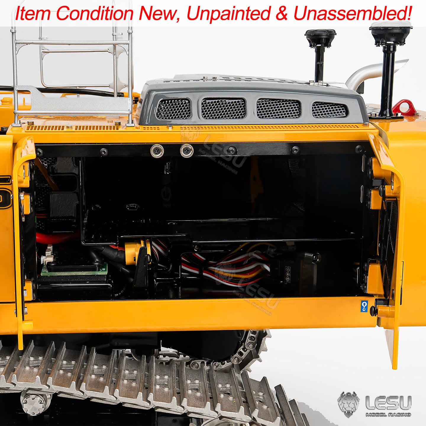 LESU 1/14 Aoue Radio Controlled Dual Pumps LR956 Hydraulic Excavator KIT Metal 3 Arms RC Digger Model 4+3CH Valve Light GPS