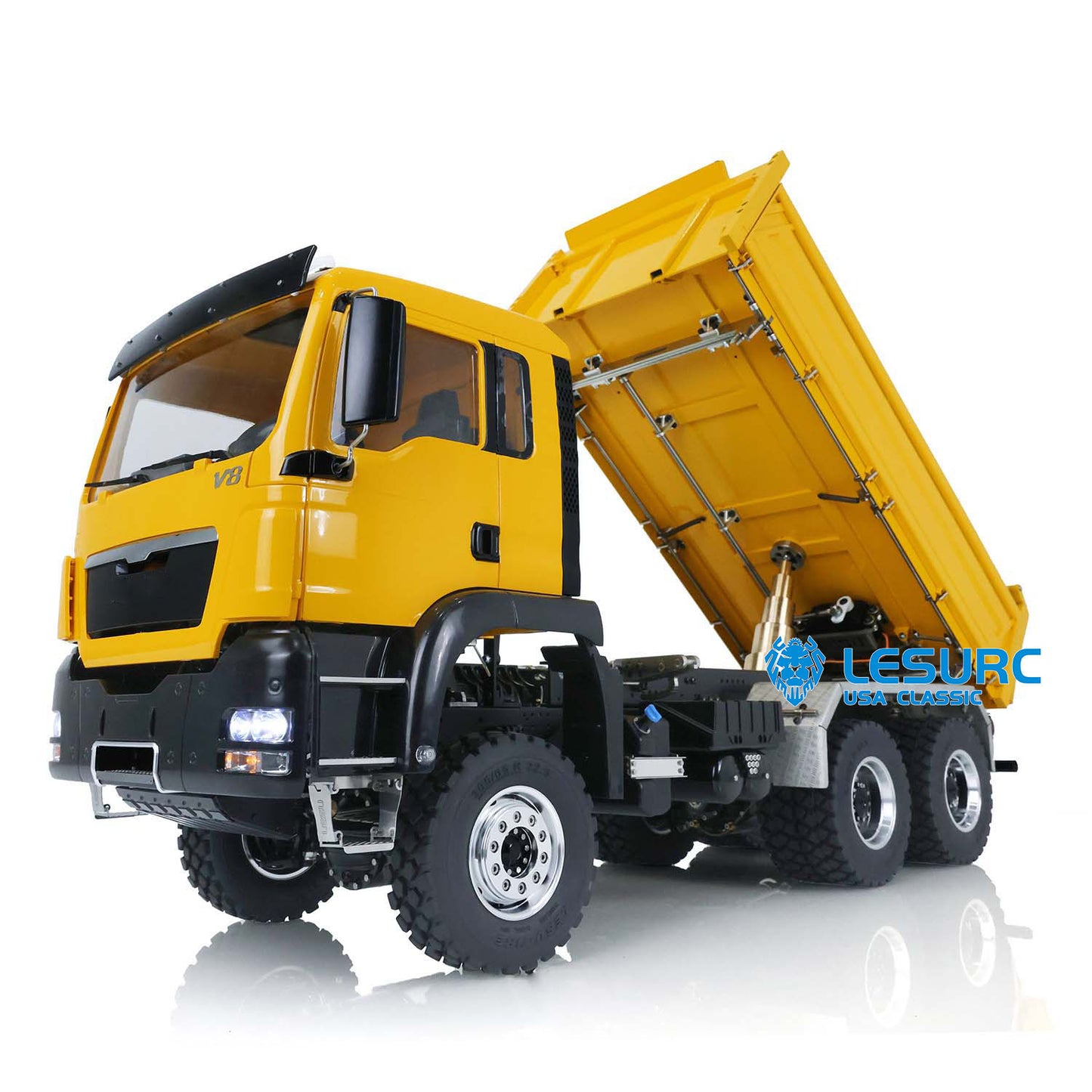 LESU TGS 3-way Metal 1/14 Remote Controlled Dumper Truck Hydraulic Tipper Light Ready To Run Model W/ Battery 3Speed Transmission