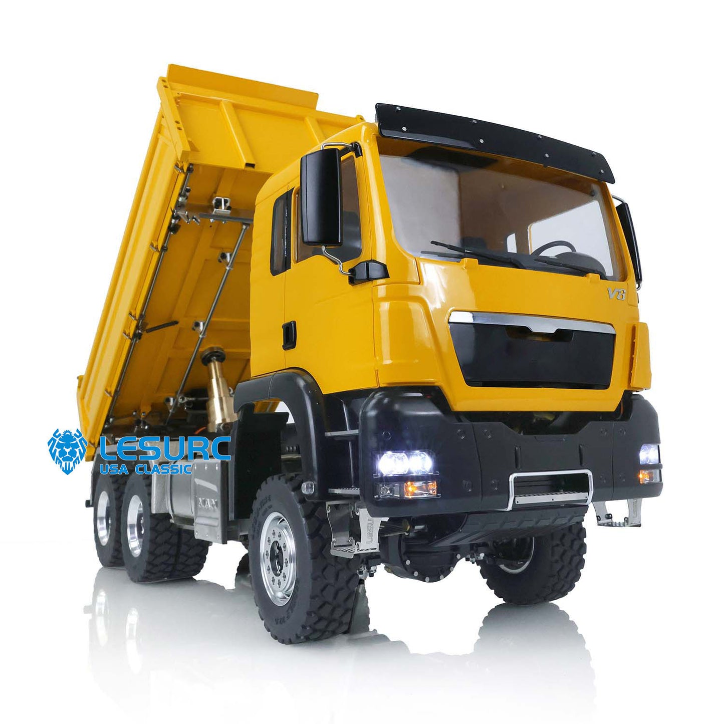 LESU TGS 3-way Metal 1/14 Remote Controlled Dumper Truck Hydraulic Tipper Light Ready To Run Model W/ Battery 3Speed Transmission