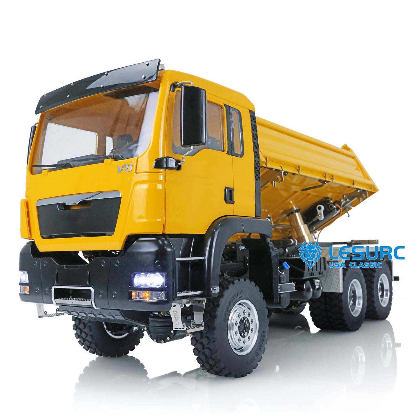 LESU TGS 3-way Metal 1/14 Remote Controlled Dumper Truck Hydraulic Tipper Light Ready To Run Model W/ Battery 3Speed Transmission