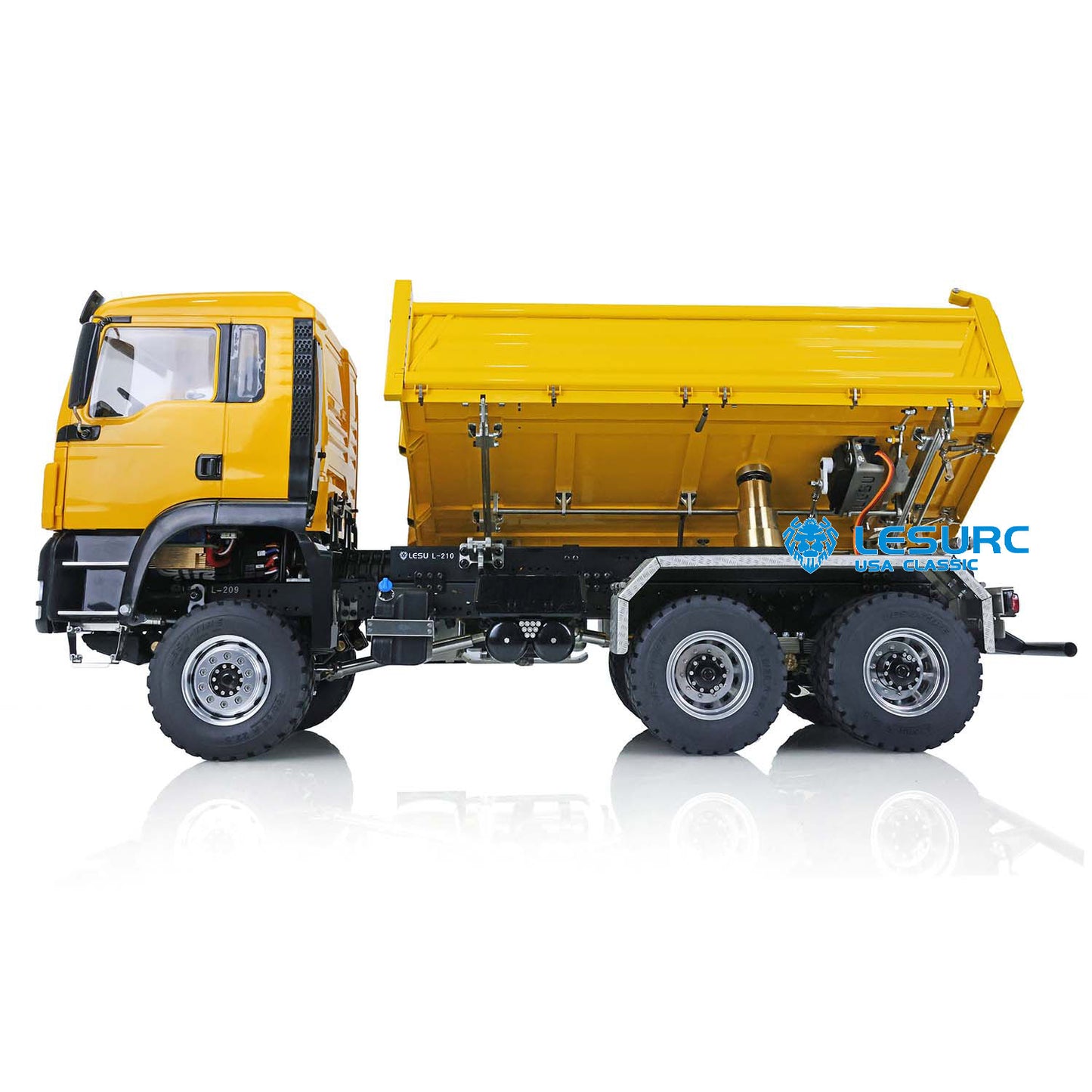 LESU TGS 3-way Metal 1/14 Remote Controlled Dumper Truck Hydraulic Tipper Light Ready To Run Model W/ Battery 3Speed Transmission
