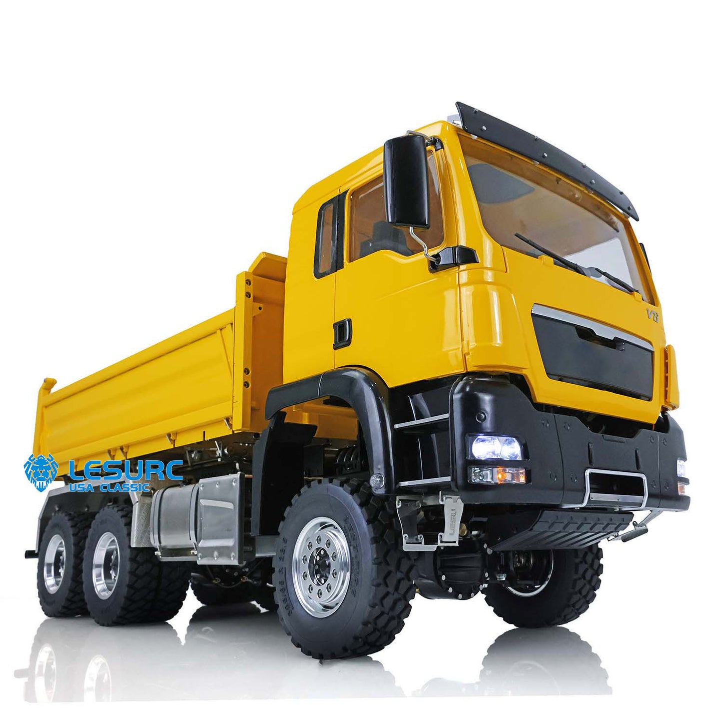 LESU TGS 3-way Metal 1/14 Remote Controlled Dumper Truck Hydraulic Tipper Light Ready To Run Model W/ Battery 3Speed Transmission