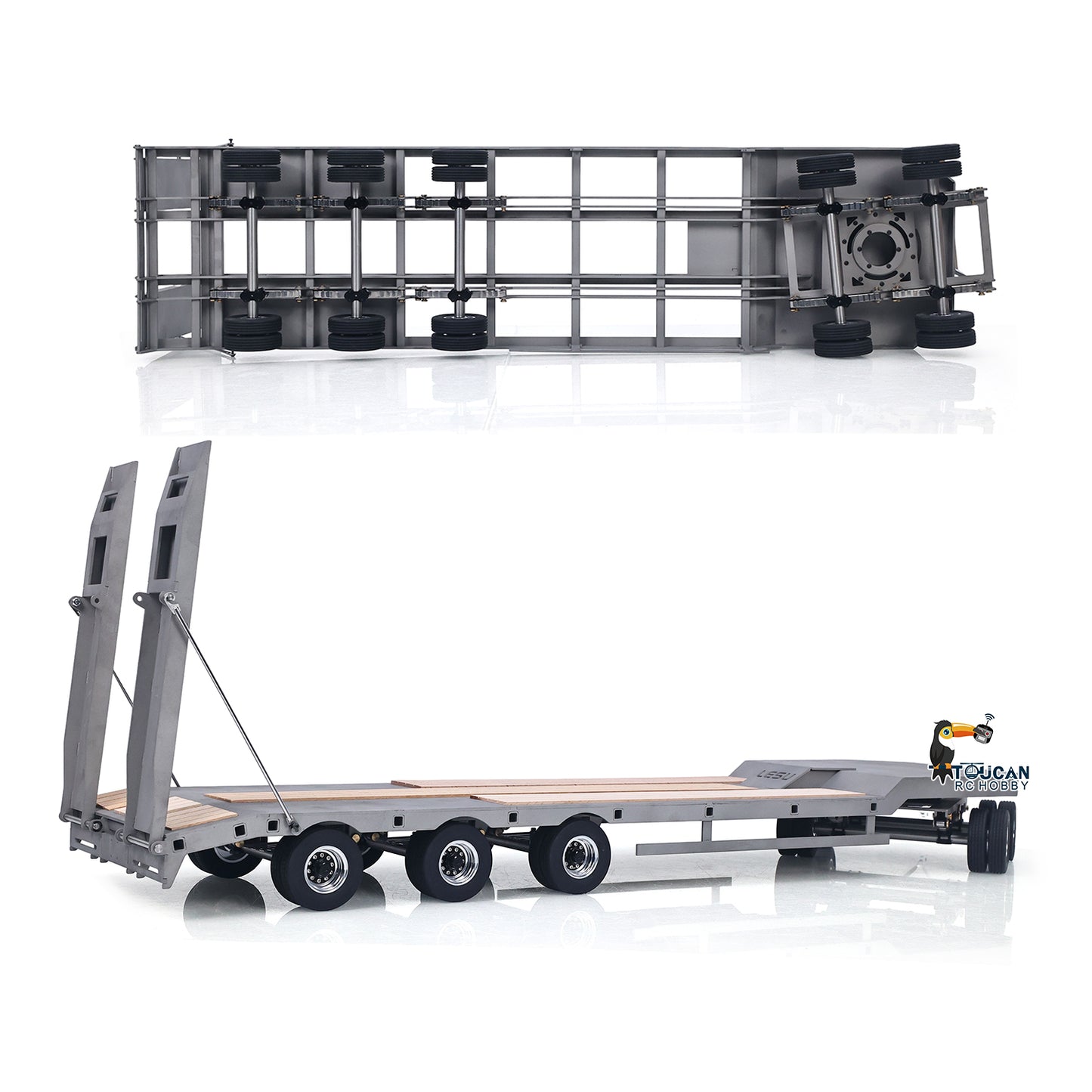 LESU 1/14 Scale RC Metal Trailer Plate for Radio Controlled Construction Truck Vehicle Update Accessory 887.6*190*78MM