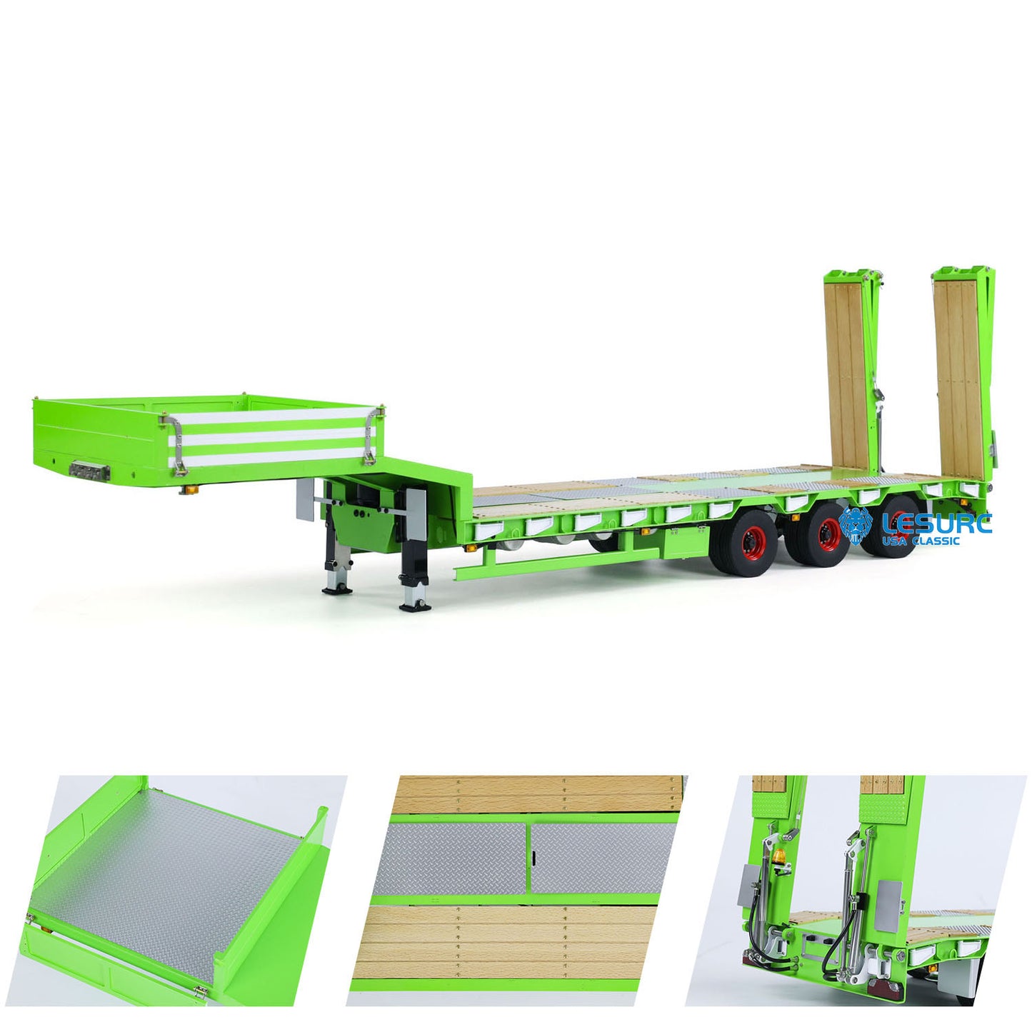 LESU Metal Trailer Hydraulic Lifting Tailboard Painted for RC Tractor Truck Car Emulated Construction Vehicle Hobby Models Light