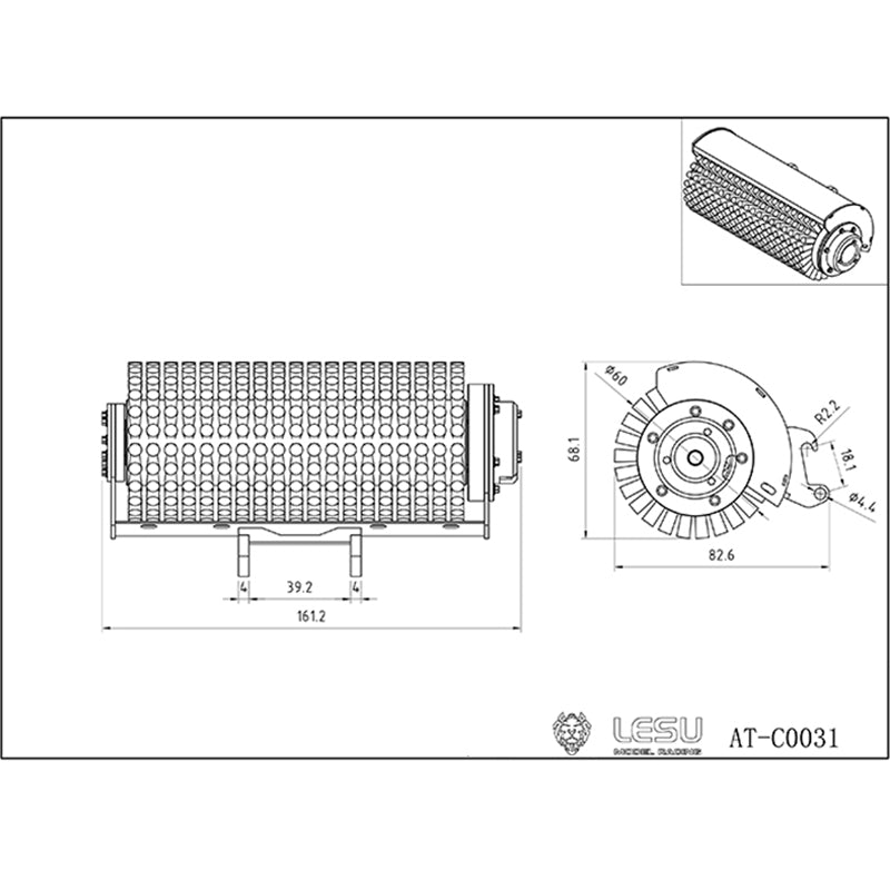 LESU Metal Green Brush Electric Cleaner Sweeper for 1/14 RC Hydraulic Skid Steer Loaders Painted