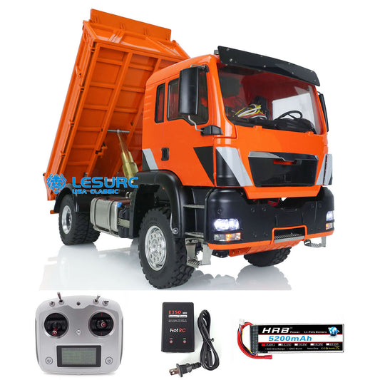 LESU 4*4 1/14 Metal Chassis RC Hydraulic Dumper Truck for TGS Tipper Car Models I6S Remote Control 5200MAH Battery