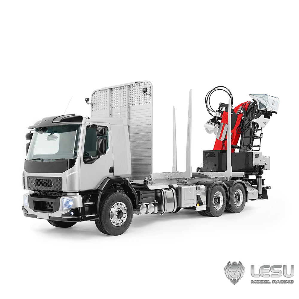 LESU 1/14 RC Logging Truck Timber Truck Hydraulic Crane VM FE Cabin Remote Control Lorry 6x6 Metal Chassis Axle Lock Light Sound