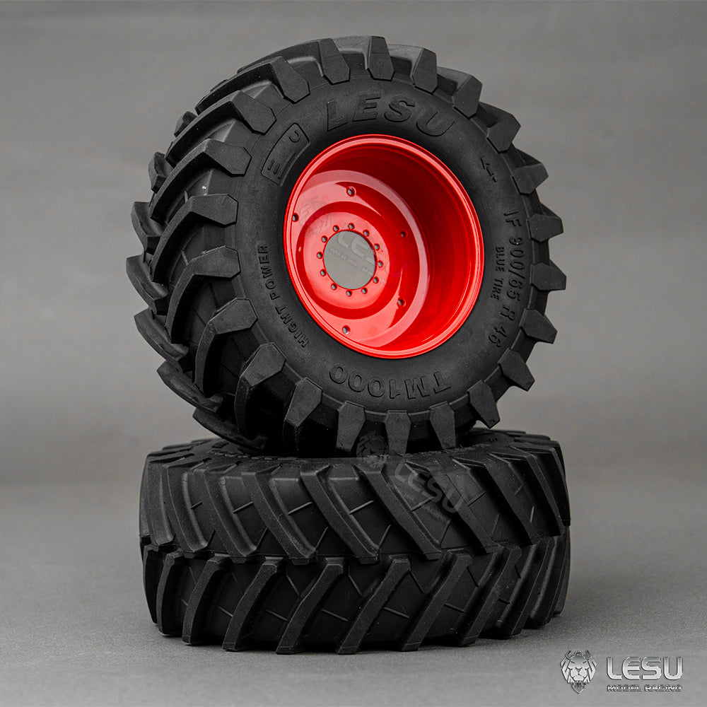 Rubber Front Rear Wheel Tire Tyre Metal Front Rear Wheel Hub Coupling for LESU AOUE 1050 1/14 RC Hydraulic Tractor Model DIY Parts