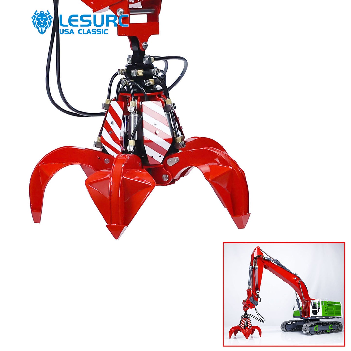 Stainless Steel Hydraulic Orange Peel Grab for 1/14 LESU RC Excavator B0001 374F Remote Control Digger