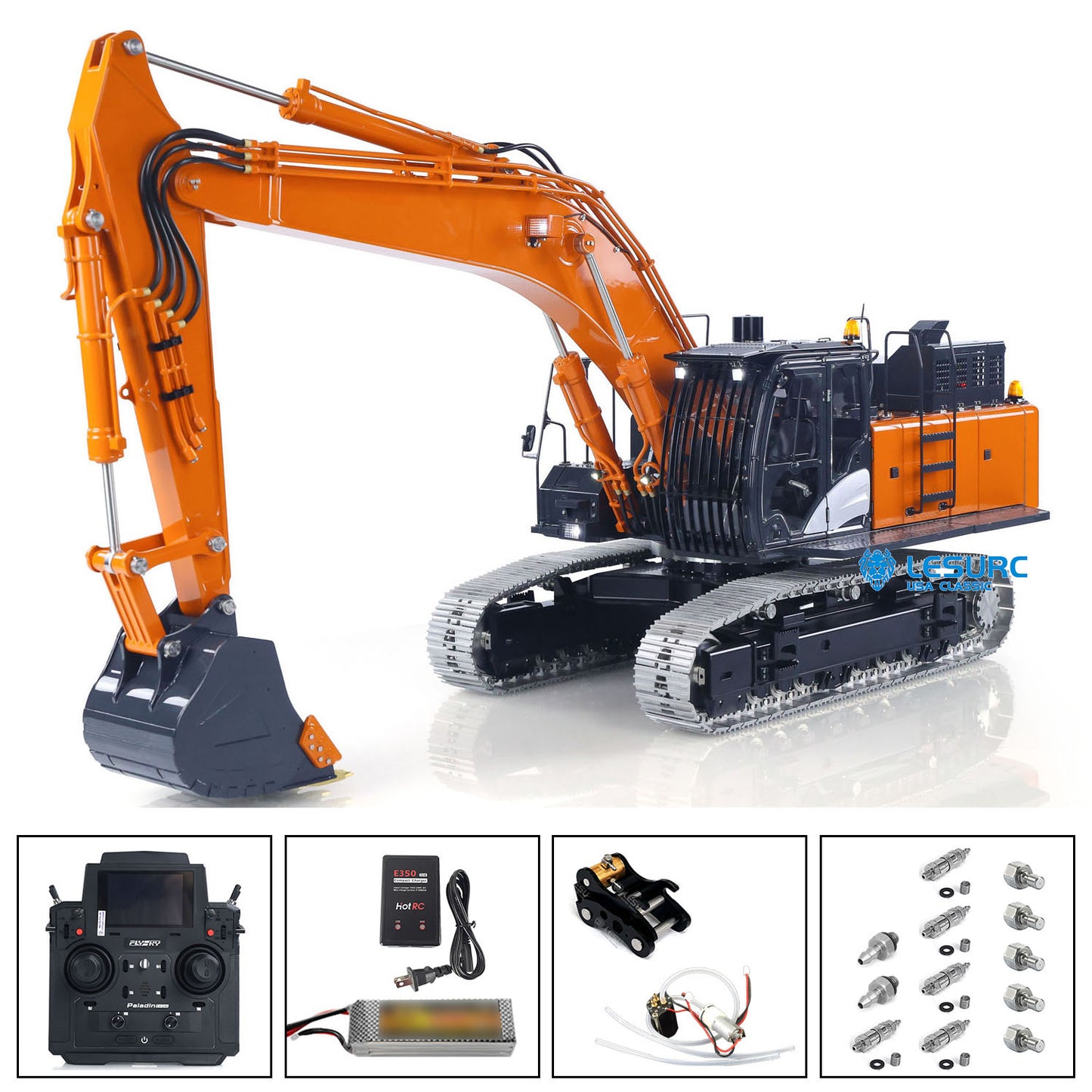 90% Metal LESU 1/14 RC Hydraulic Excavator Aoue ZX490 RTR Remote Control 2Arms Heavy Digger Model PL18EV Lite Light Sound Smoke