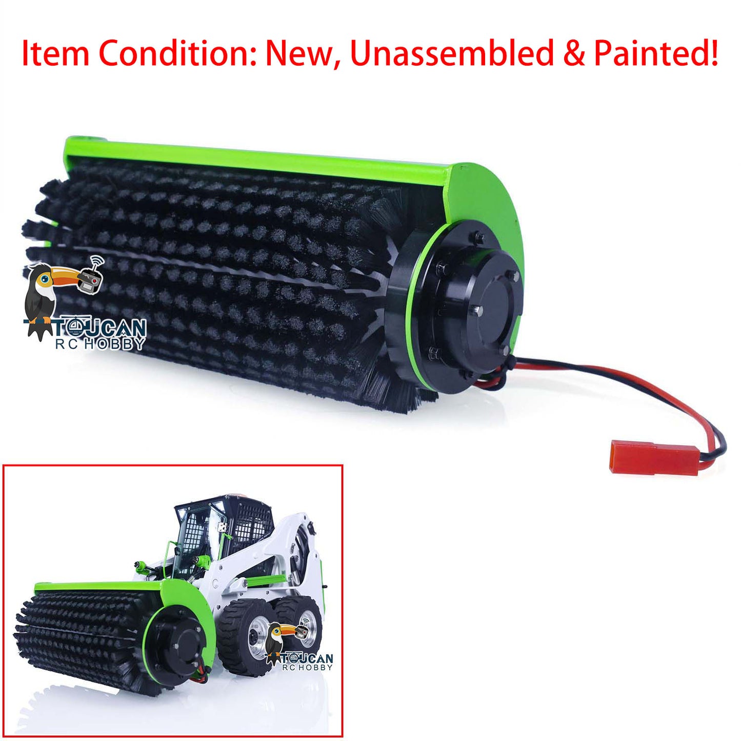 LESU Metal Green Brush Electric Cleaner Sweeper for 1/14 RC Hydraulic Skid Steer Loaders Painted