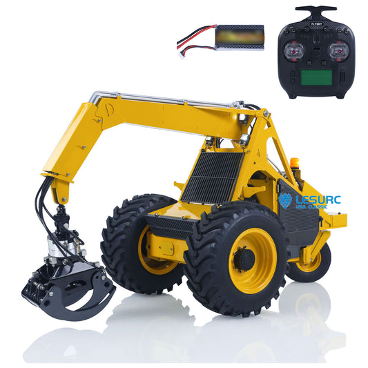 Metal LESU AOUE 225A 1/14 Remote Control Hydraulic Log Loader RC Sugarcane Loader Grabber Pump 4CH Valve Wheeled Model Car