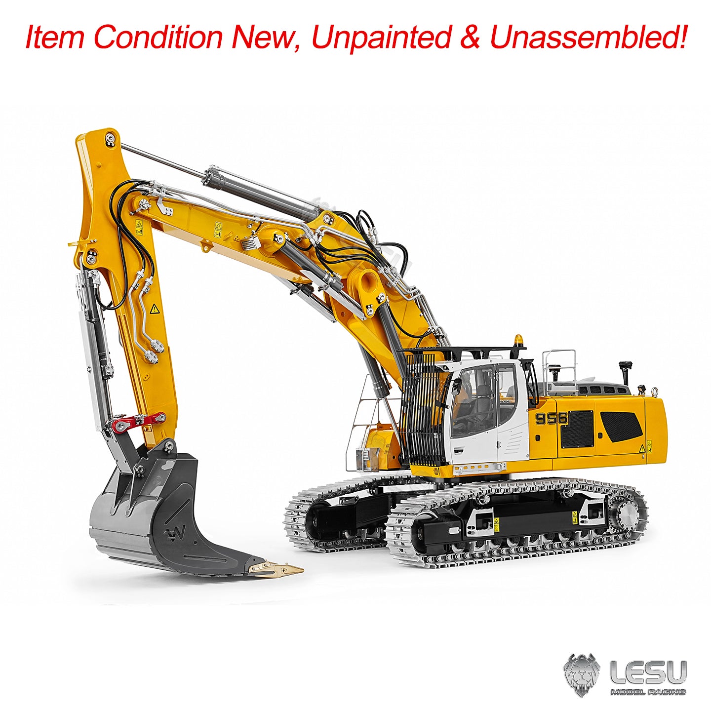 LESU 1/14 Aoue Radio Controlled Dual Pumps LR956 Hydraulic Excavator KIT Metal 3 Arms RC Digger Model 4+3CH Valve Light GPS