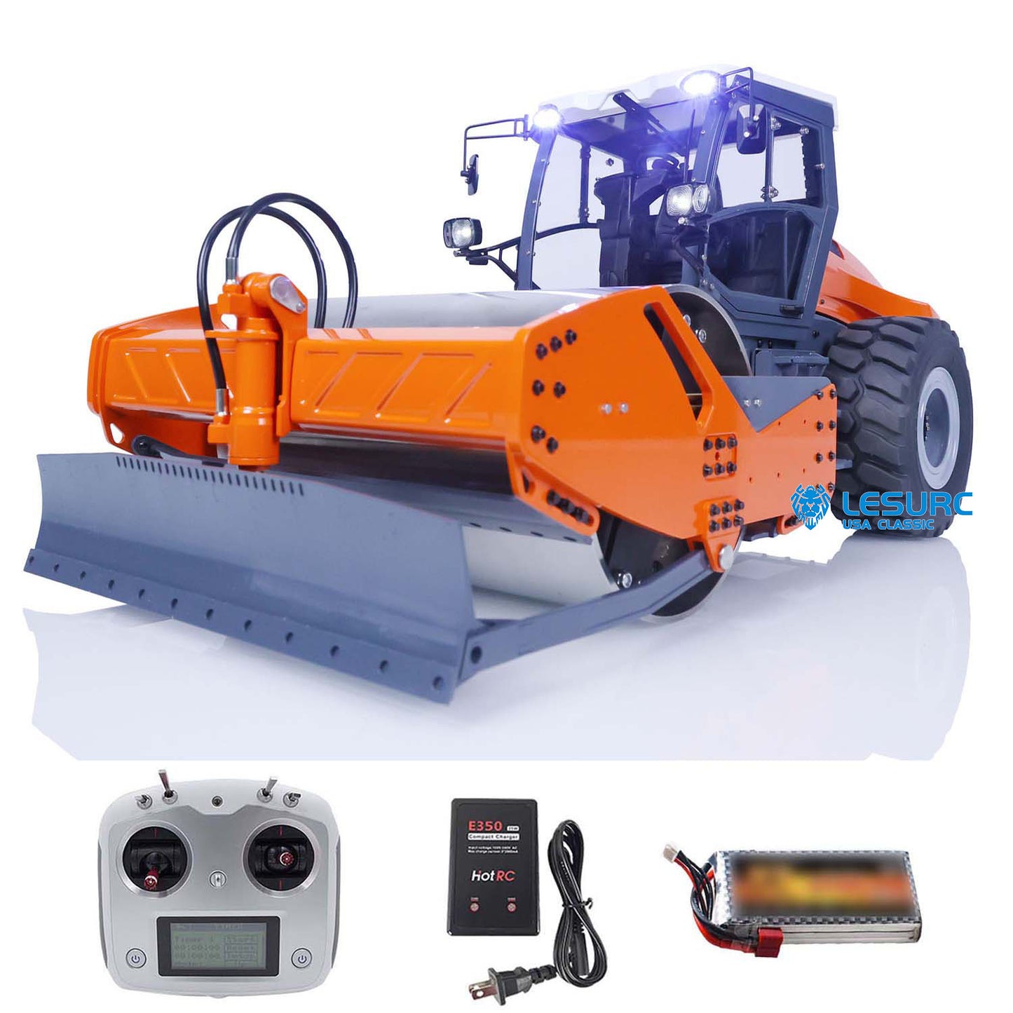 LESU 1/14 Metal RC Hydraulic Road Roller Aoue-H13i Remote Control Truck Construction Model Light Sound System