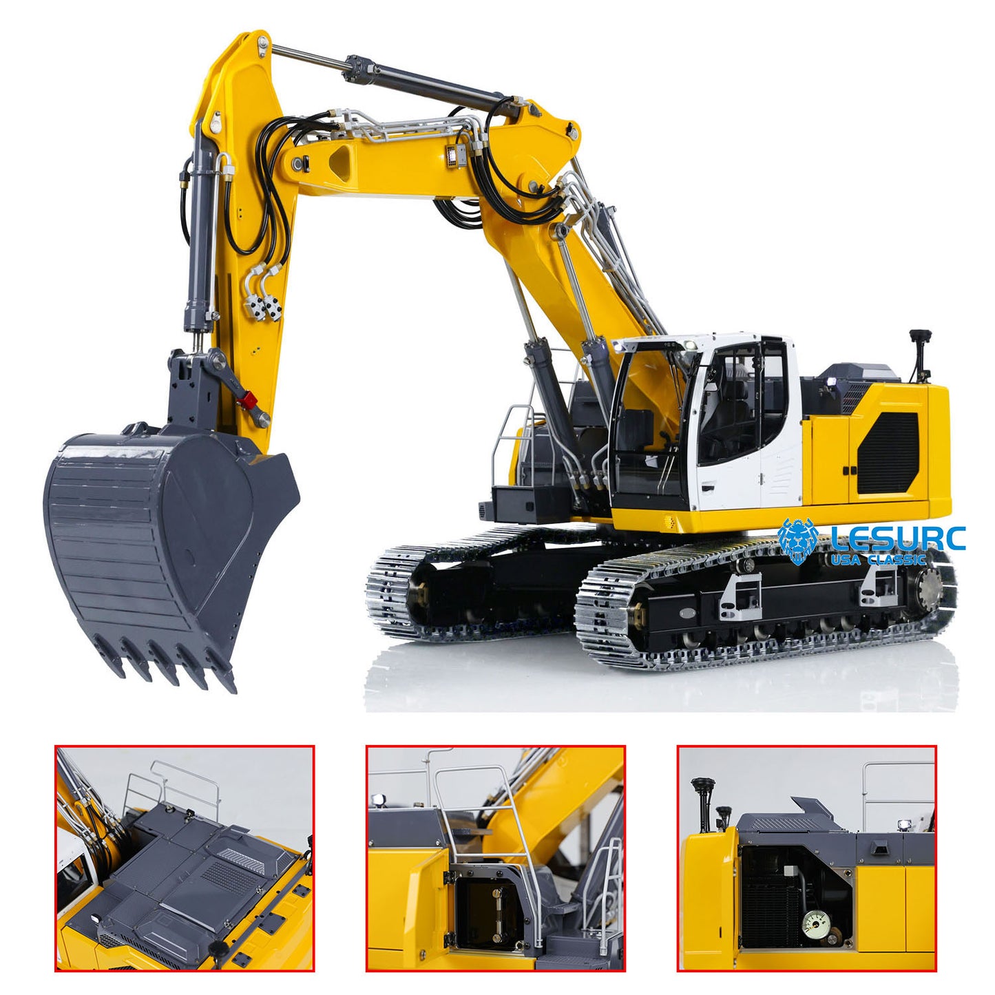 1:14 Hydraulic RC Three-section Digger Metal LESU 3-arms Aoue-LR945 Excavator Painted Assembled W/Light Servo