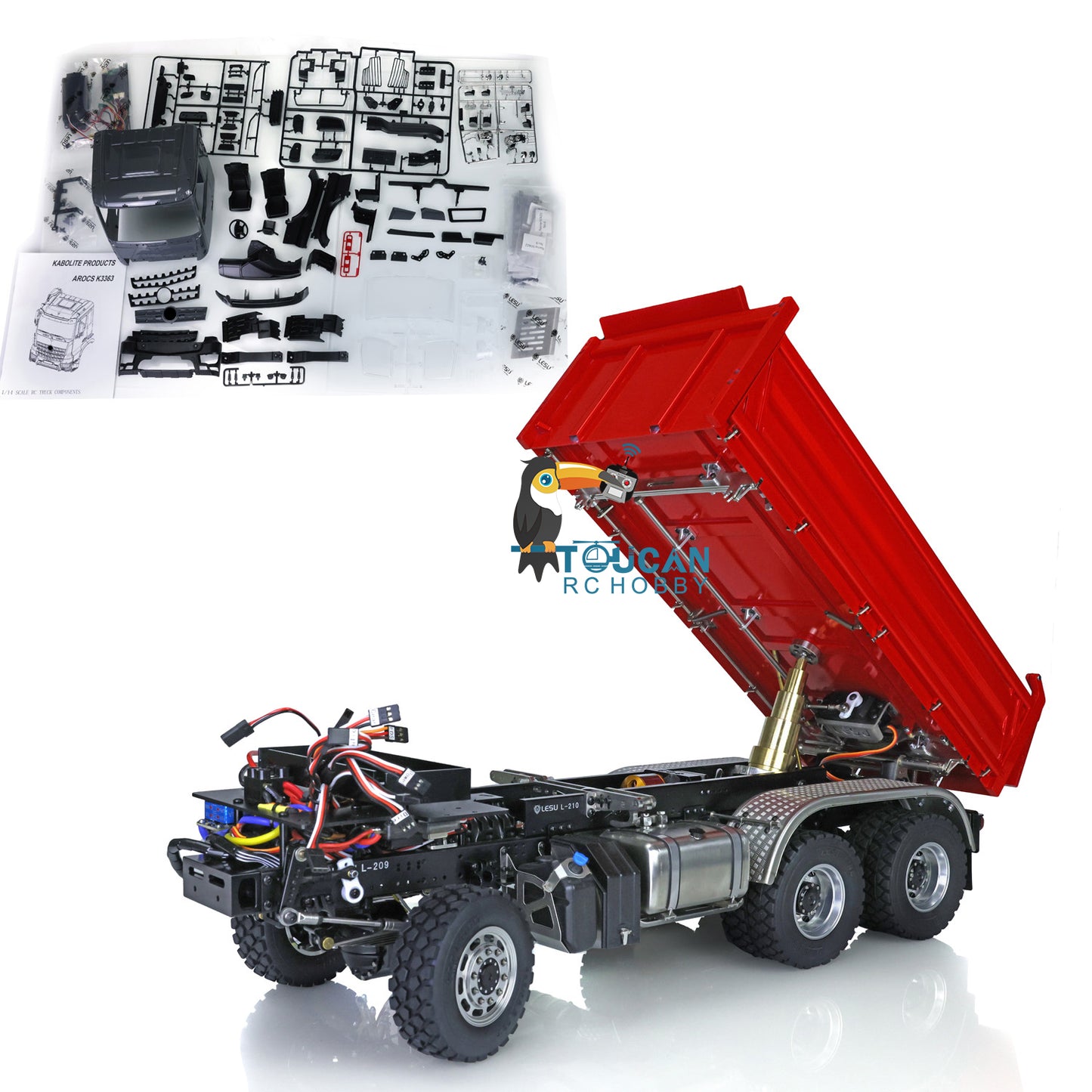LESU KABOLITE Cabin 3348 6*6 1/14 Scale 3Axles RC Three-way Tipper Dumper Construction Vehicle Car Model W/ Motor Servo ESC