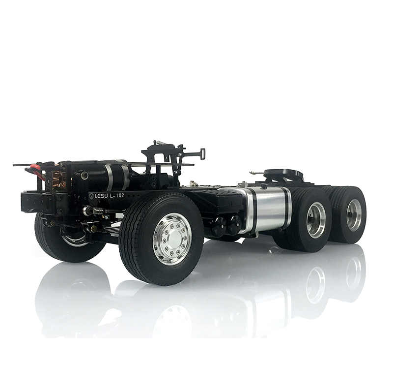 LESU 1/14 6*4 Metal Chassis For RC Tractor Trailer Truck Model Car W/ Motor Tailight Fender Car shell ESC Battery Charger