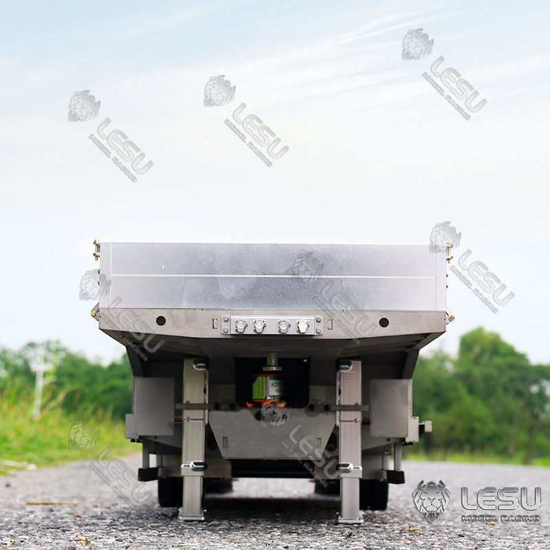1/14 LESU Metal Trailer Model Kit W/Hydraulic Lifting Tail Board Reversing Valve ESC Motor For Remote Control Tractor Truck