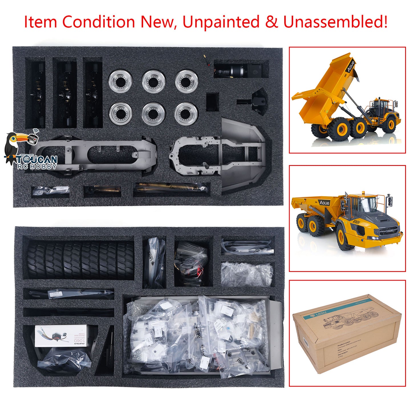 LESU Radio Controlled 1/16 Scale Metal Hydraulic Articulated Truck AT60H 6*6 Pump ESC Valve Cylinder Motor Servo Light System