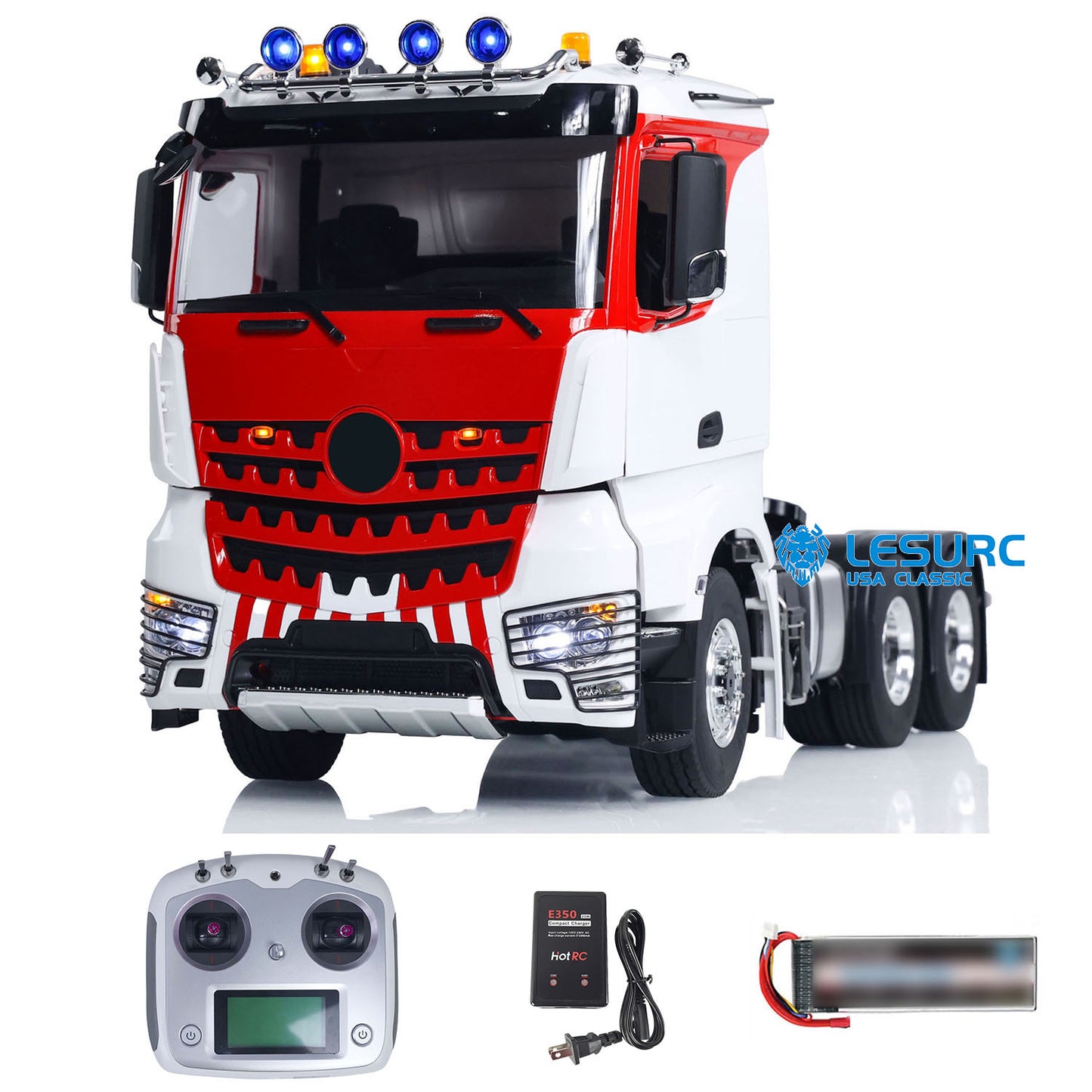 LESU 1/14 6x6 RC Tractor Truck Radio Controlled Car Painted Assembled Hobby Model Metal Chassis 2-Speed Gearbox Smoke Unit