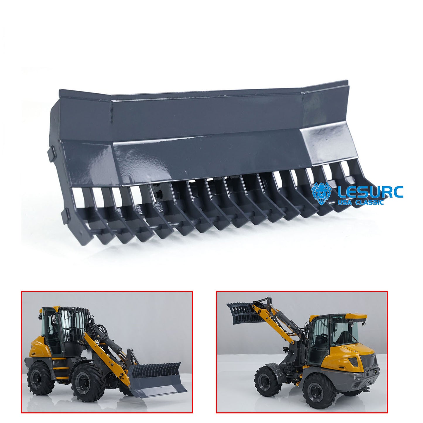 LESU Dozer Shovel Rake Bucket for 1/14 RC Hydraulic Loader AOUE MCL8 Car AT1050 RC Tractor Truck Constrcution Model