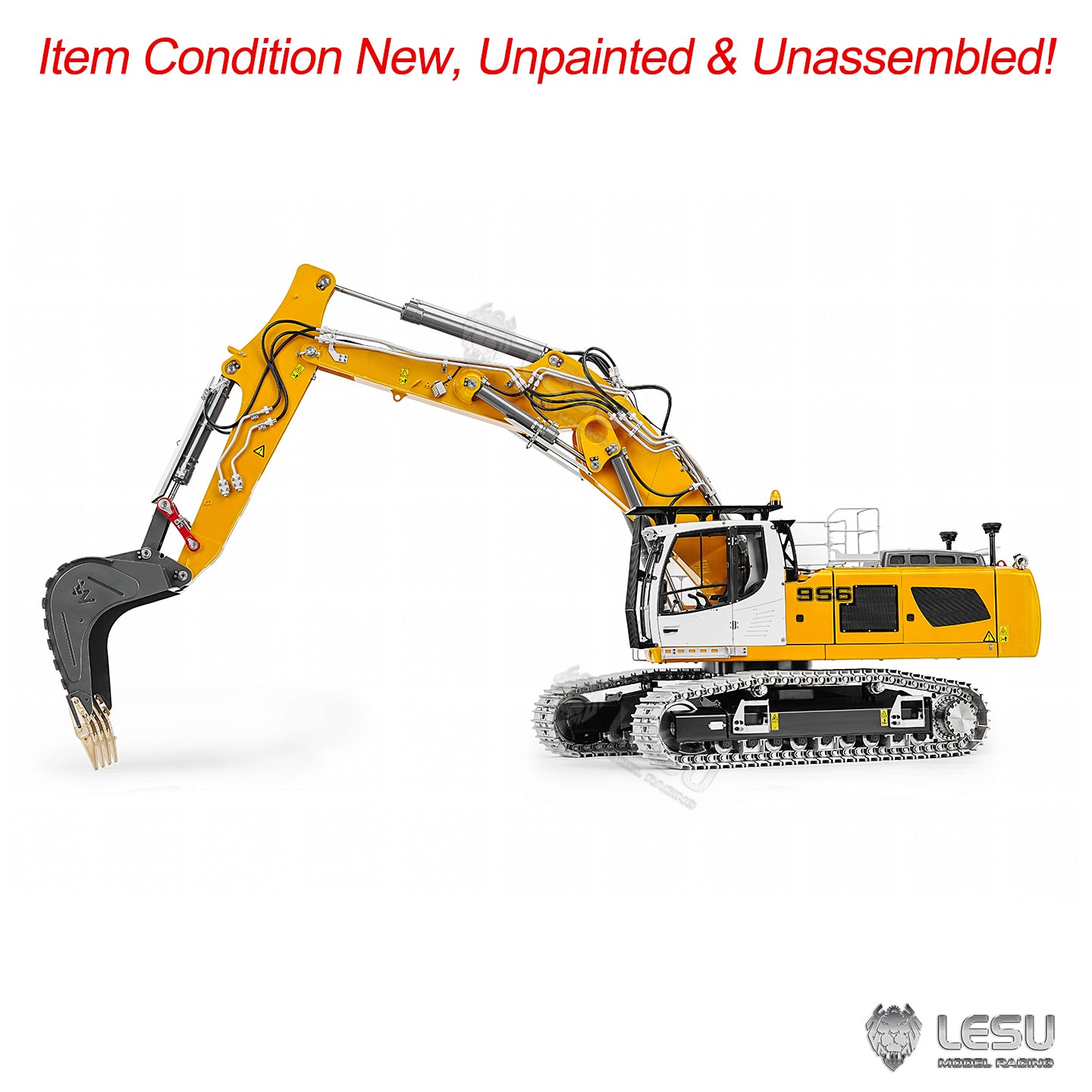 LESU 1/14 Aoue Radio Controlled Dual Pumps LR956 Hydraulic Excavator KIT Metal 3 Arms RC Digger Model 4+3CH Valve Light GPS