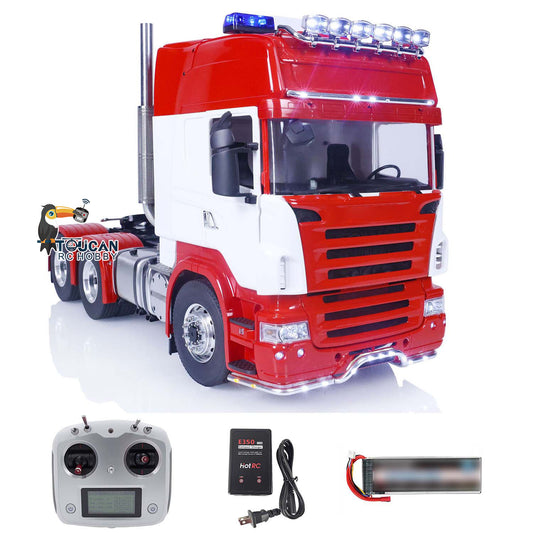 LESU 1/14 RC Truck Radio Control Tractor Car 6X6 Metal Chassis Painted Assembled Customized Model Light Motor