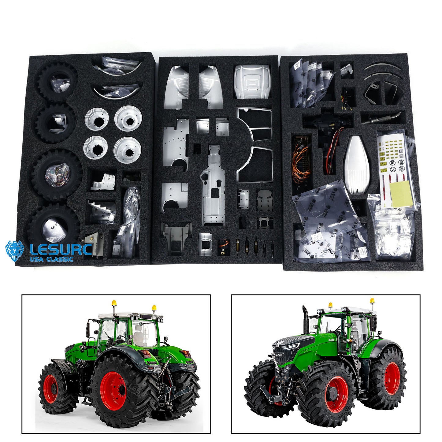 IN STOCK LESU 1/14 4X4 AOUE 1050 Metal Hydraulic RC Tractor Remote Control Car Model Kits Simulation Vehicle Model DIY Light