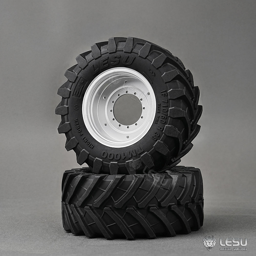 Rubber Front Rear Wheel Tire Tyre Metal Front Rear Wheel Hub Coupling for LESU AOUE 1050 1/14 RC Hydraulic Tractor Model DIY Parts