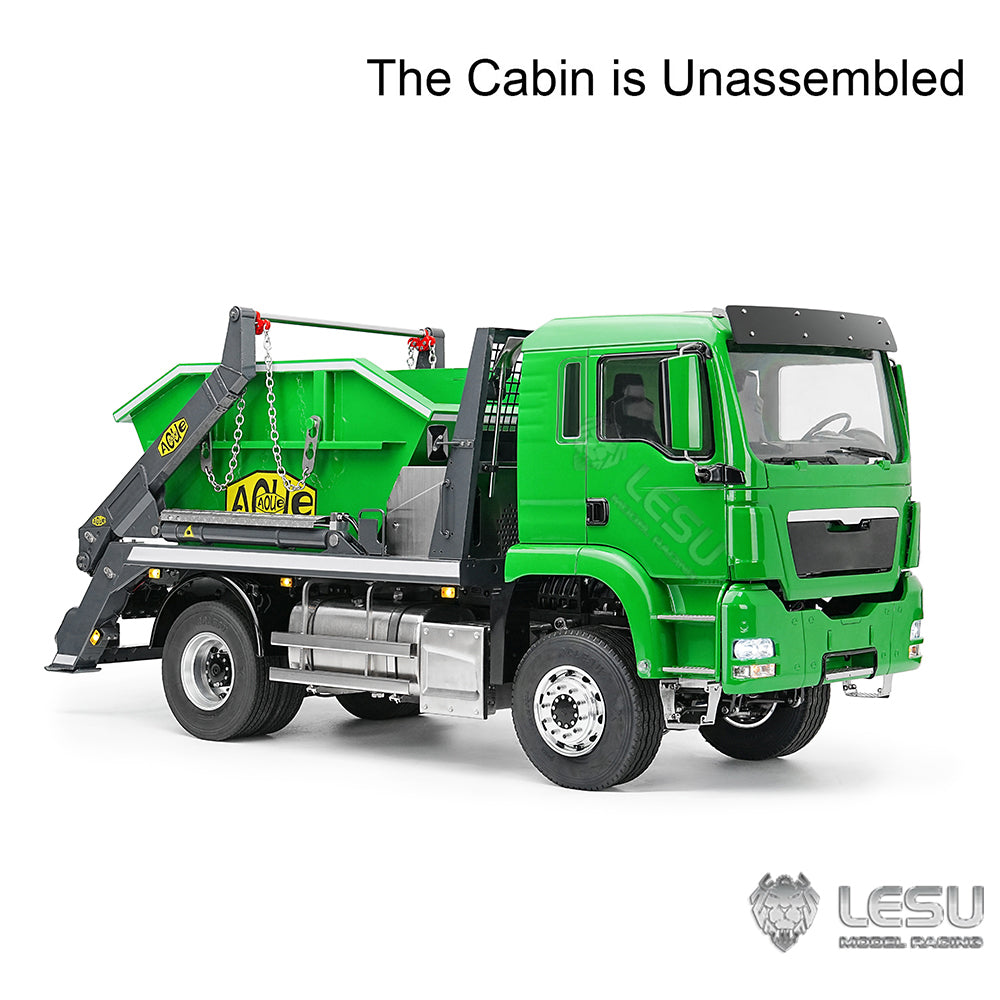 LESU 4X4 1/14 RC Hydraulic Swing Arm Garbage Truck Skip Loader TGS Paintied Car Simulation Vehicle Hobby Model 4CH Reversing Valve