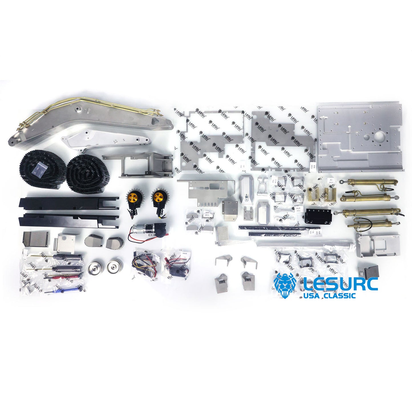 LESU LR945 RC Hydraulic Excavator 1/14 Metal Tracked Remote Controlled Digger Kits W/ Motor Servo ESC Light DIY Metal tracked Excavator