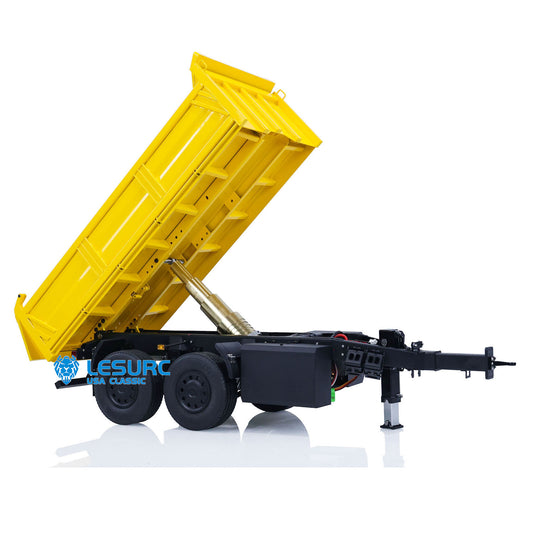 LESU 1/14 Metal 2 Axles RC Full Trailer Remote Control Hydraulic Dumper Hobby Models Painted and Assembled Car LED Lights