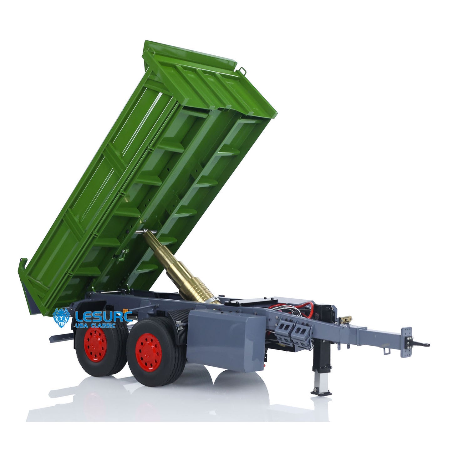 LESU 1/14 2 Axles RC Metal Trailer Remote Control Hydraulic Dump Trailer for Tractor Truck Dumper Radio Controlled Lorry Model