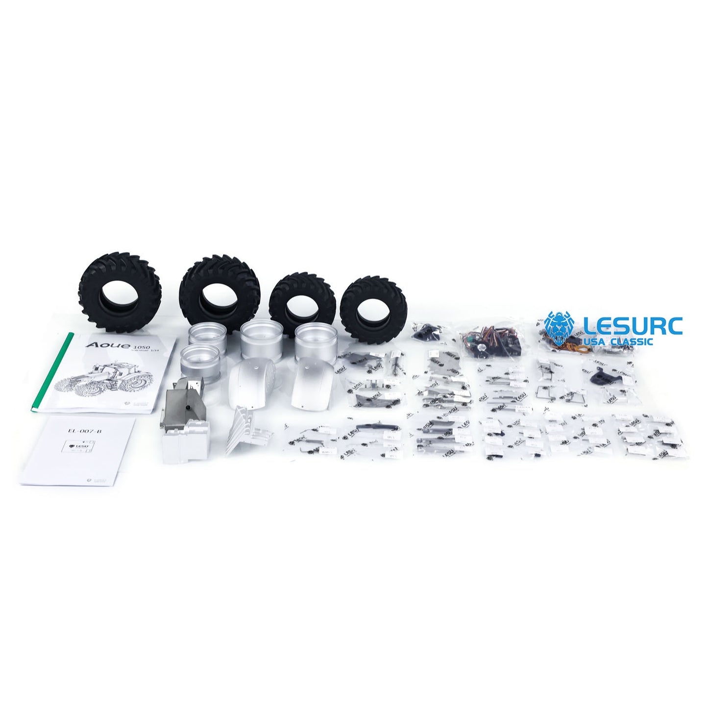 IN STOCK LESU 1/14 4X4 AOUE 1050 Metal Hydraulic RC Tractor Remote Control Car Model Kits Simulation Vehicle Model DIY Light