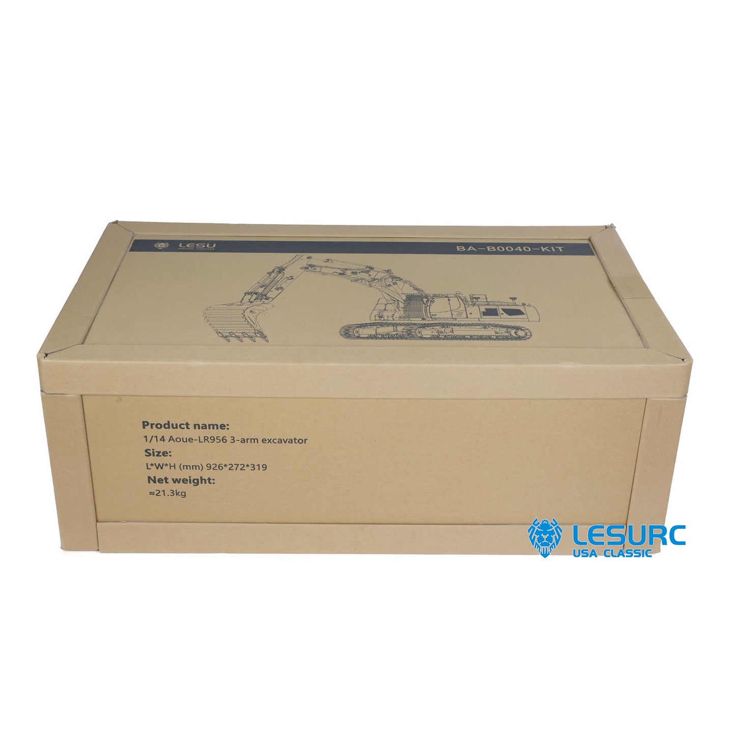 LESU 1/14 Aoue Radio Controlled Dual Pumps LR956 Hydraulic Excavator KIT Metal 3 Arms RC Digger Model 4+3CH Valve Light GPS