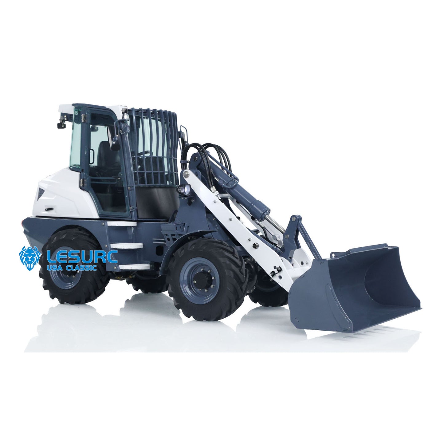 LESU 1:14 AOUE MCL8 RC Hydraulic Loader Metal 4x4 Remote Control Wheeled Construction Vehicles Model Sound Lights 4CH Valve
