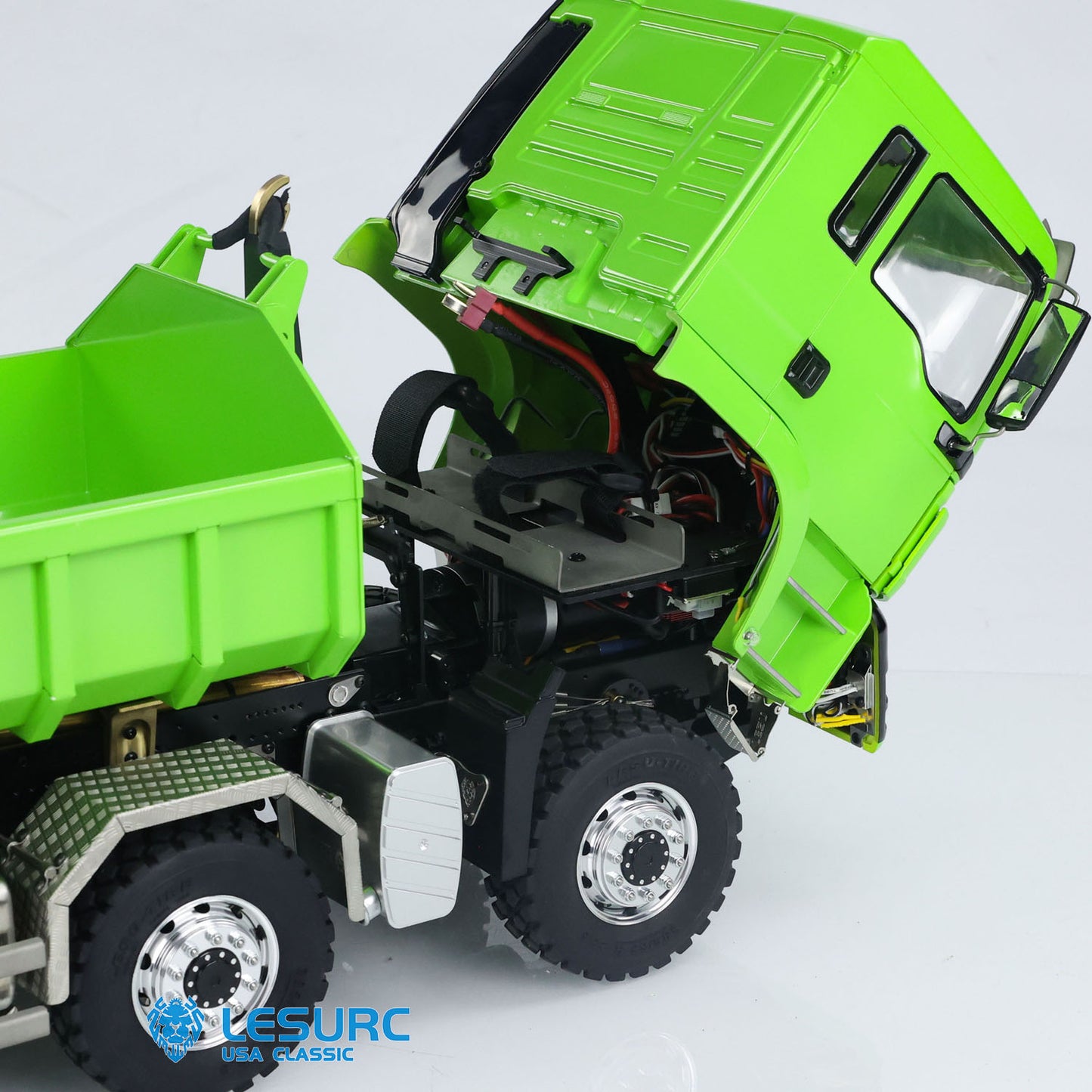 LESU TGS 1/14 RC Hydraulic Roll On Off Dump Truck 8x8 Metal Chassis Dumper Differential Lock EDS Axles 2Speed Gearbox Model Car