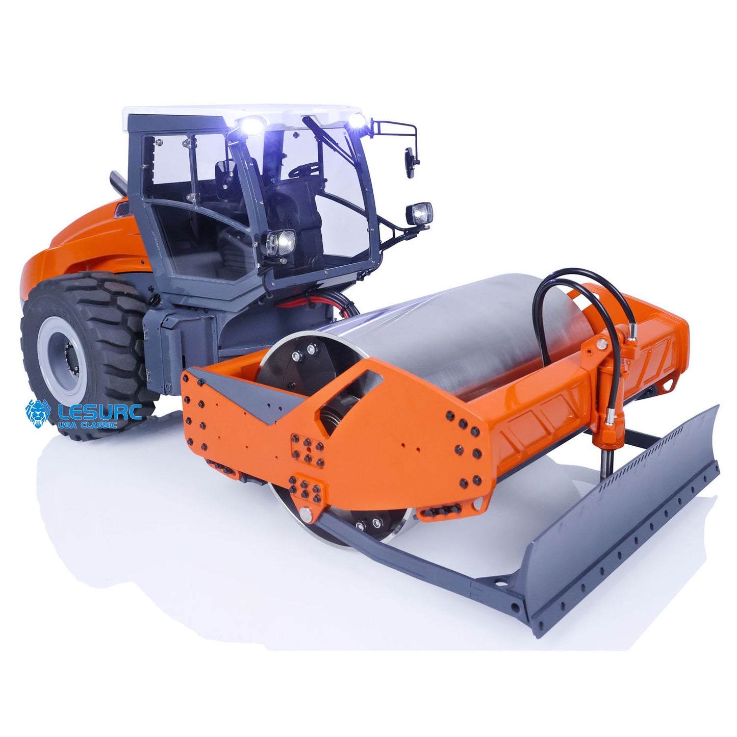 LESU 1/14 Metal RC Hydraulic Road Roller Aoue-H13i Remote Control Truck Construction Model Light Sound System