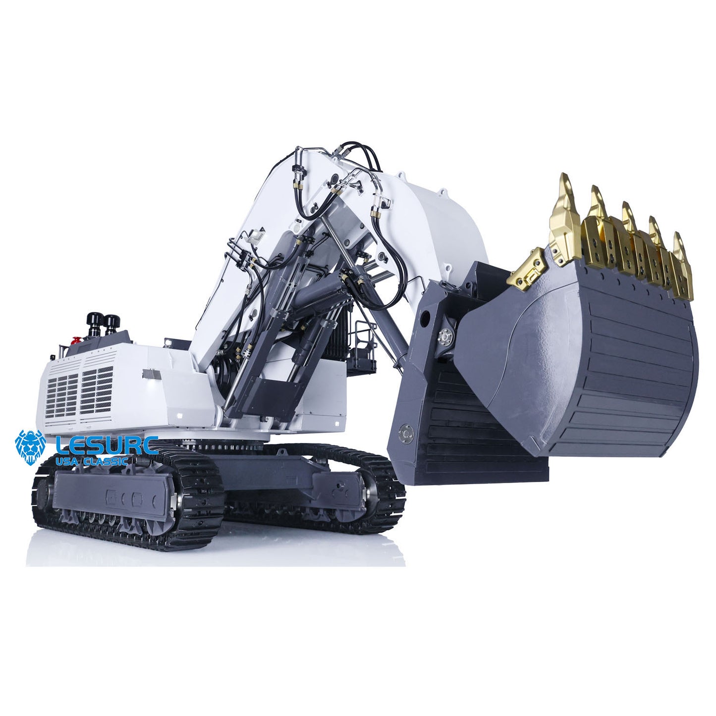 1:14 LESU AOUE 9150 RC Metal Tracked Painted Hydraulic Excavator Double Oil Pumps Forward Shovel W/ Light ESC Servo Motor
