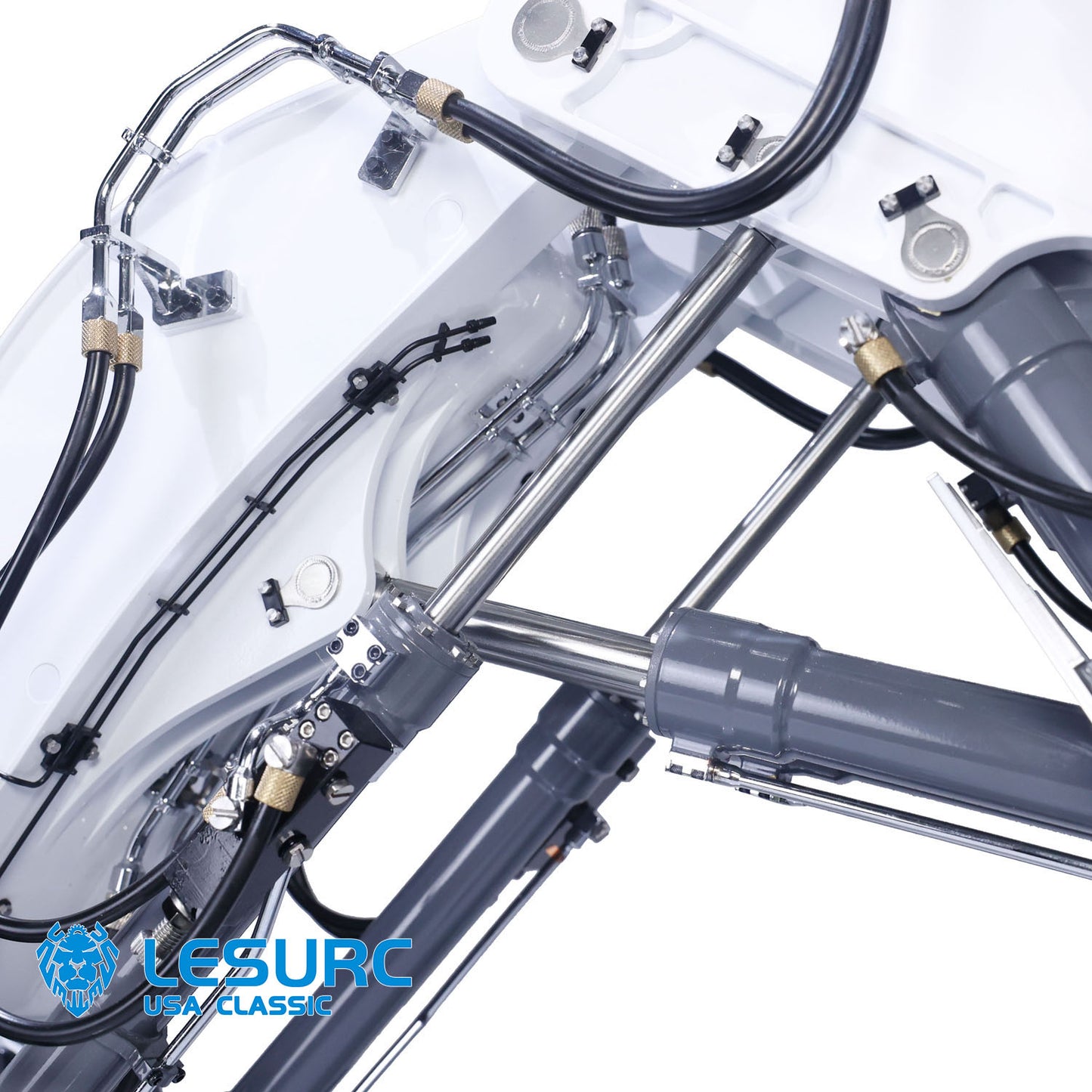 1:14 LESU AOUE 9150 RC Metal Tracked Painted Hydraulic Excavator Double Oil Pumps Forward Shovel W/ Light ESC Servo Motor